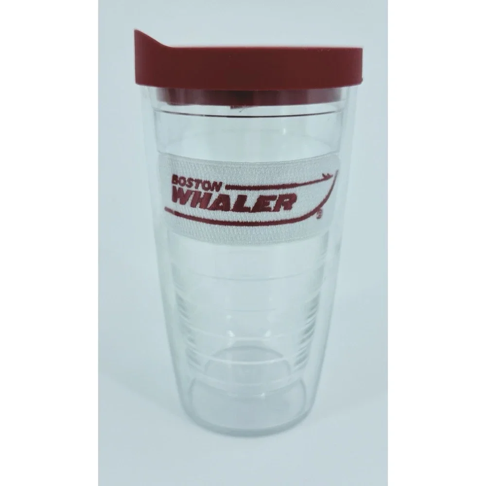 Boston Whaler Boat Embroidered Patch Logo Clear Tervis Tumbler 16 Oz w/ Red Lid